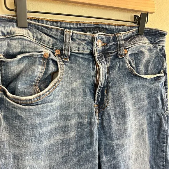 Aeropostale Slim Jean Mens Size 32 x 32 Bundle Medium Wash Blue Denim Whiskering - Picture 4 of 12
